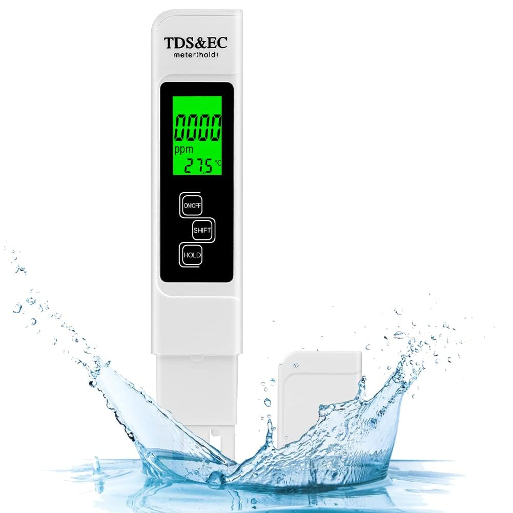 TDS/EC Wasserqualitätstest Meter, Temperatur Tester mit Hintergrundbeleuchtung, PPM Leitwertmessgerät ±2% Ablesegenauigkeit, Wasserqualität Tester für Schwimmbad Trinkwasser Aquarium Pools