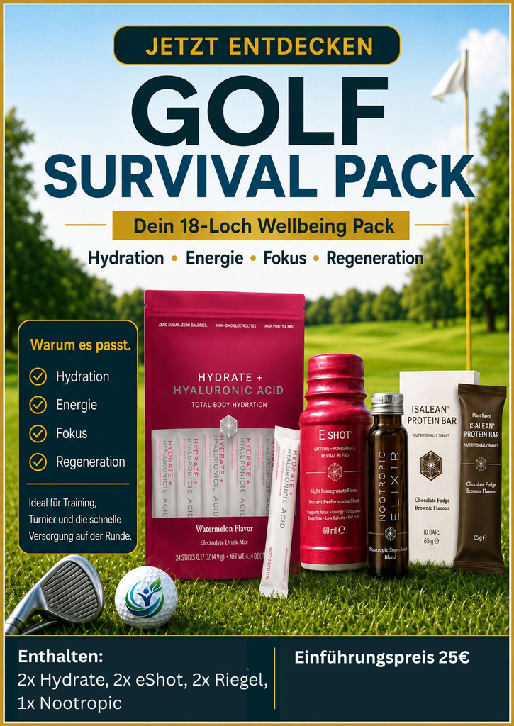 Golf Survival Pack - Für Fokus, Energie, Hydration & Wohlbefinden auf der Runde